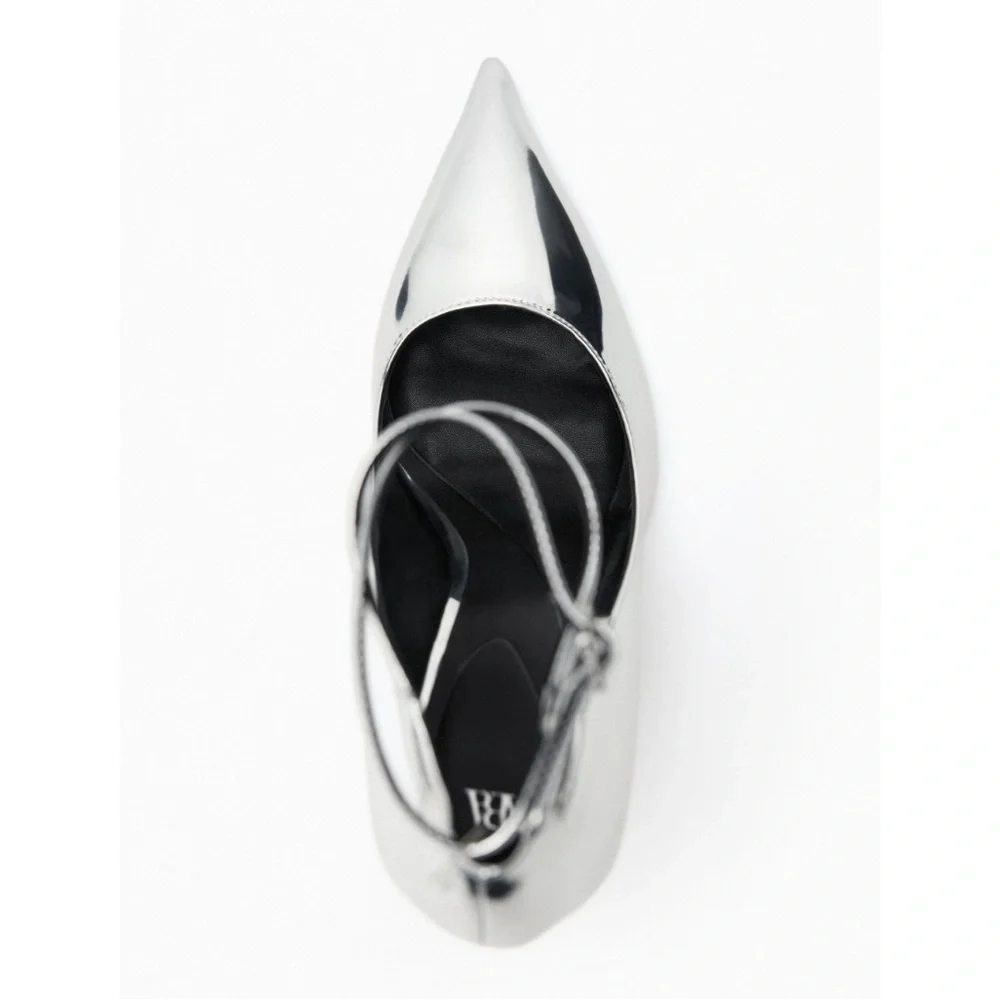 NEW! Zara Silver Metallic Heels Size 42 or 11 (US) - Picture 5 of 13